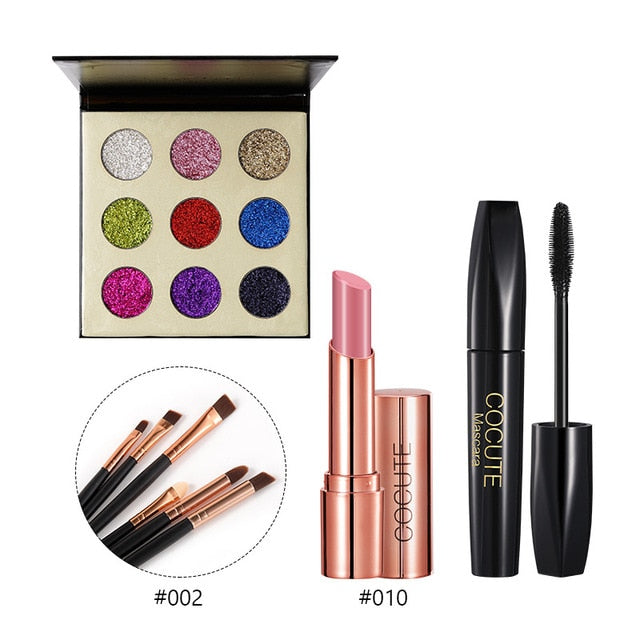 Cocute 5Pcs Makeup Set Box Maquillaje Profesional Eyeshadow Palette Eyebrow Pen Mascara Highlighter Stick Makeup Kits For Women