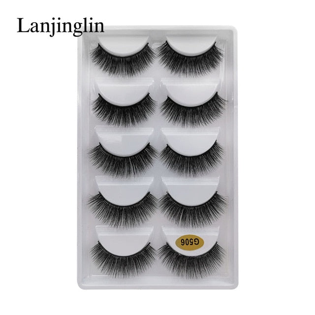 LANJINGLIN 1/3/5 pairs 3D mink hair false eyelashes natural long eye lashes wispy makeup eyelash extension sexy fake lash cilios