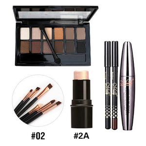 Cocute 5Pcs Makeup Set Box Maquillaje Profesional Eyeshadow Palette Eyebrow Pen Mascara Highlighter Stick Makeup Kits For Women