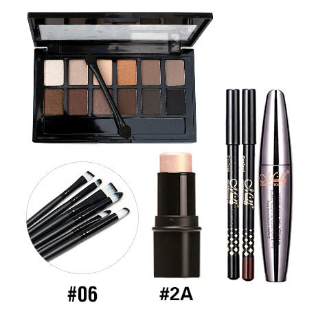 Cocute 5Pcs Makeup Set Box Maquillaje Profesional Eyeshadow Palette Eyebrow Pen Mascara Highlighter Stick Makeup Kits For Women