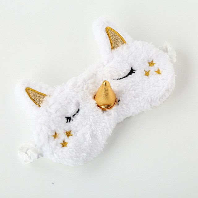 Plush Unicorn Sleeping Mask Cute Kids Eye Cover Cartoon 3D Sleep Eye Mask Travel Eye Band Shade Rest Eyepatch Eye Blindfolds