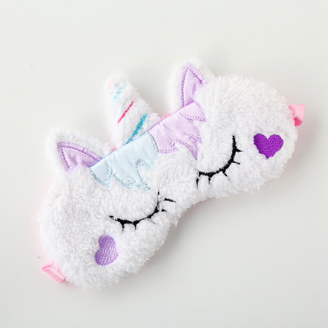 Plush Unicorn Sleeping Mask Cute Kids Eye Cover Cartoon 3D Sleep Eye Mask Travel Eye Band Shade Rest Eyepatch Eye Blindfolds