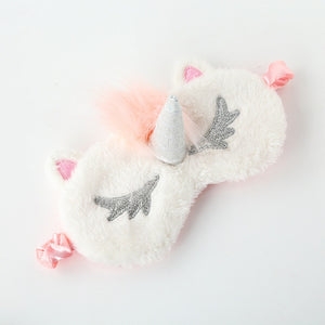 Plush Unicorn Sleeping Mask Cute Kids Eye Cover Cartoon 3D Sleep Eye Mask Travel Eye Band Shade Rest Eyepatch Eye Blindfolds