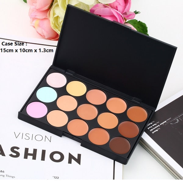 Beauty Makeup Set Tool Professional 15 Colors Face Concealer Contour Platte +1 Cosmetic Sponge Puff+24pcs Pro Makeup Brushes