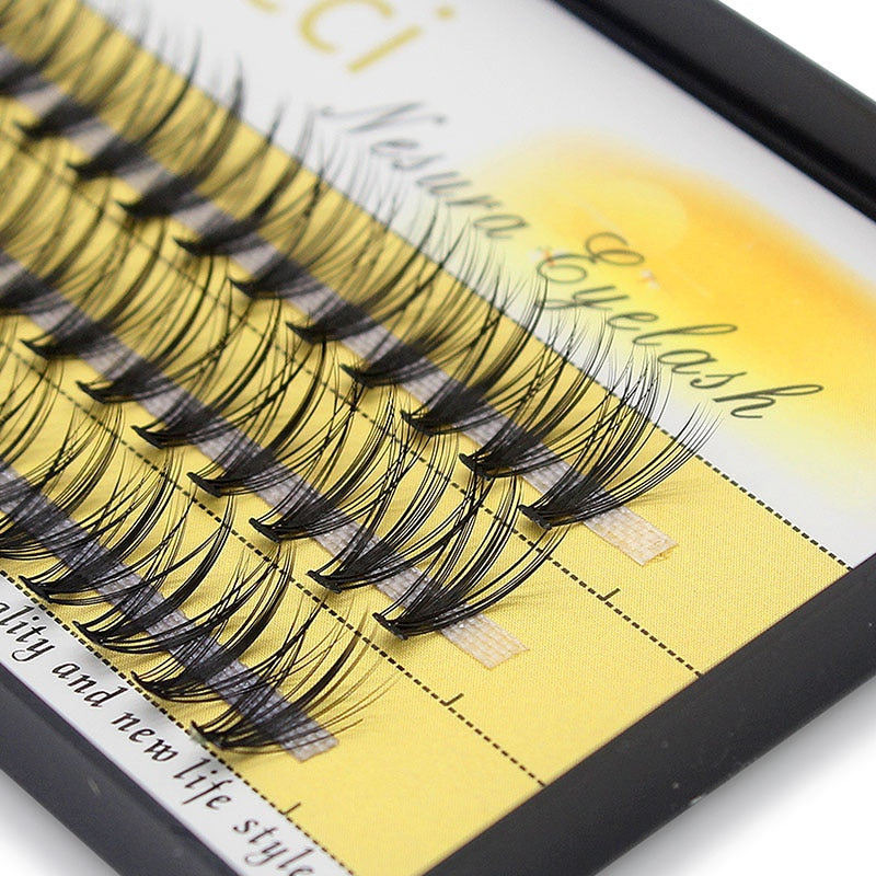 Kimcci 20D Natural Long Individual Eyelash Extension Cluster Faux Eyelashes 60 Bundles/box Professional Makeup Mink Flare Lashes